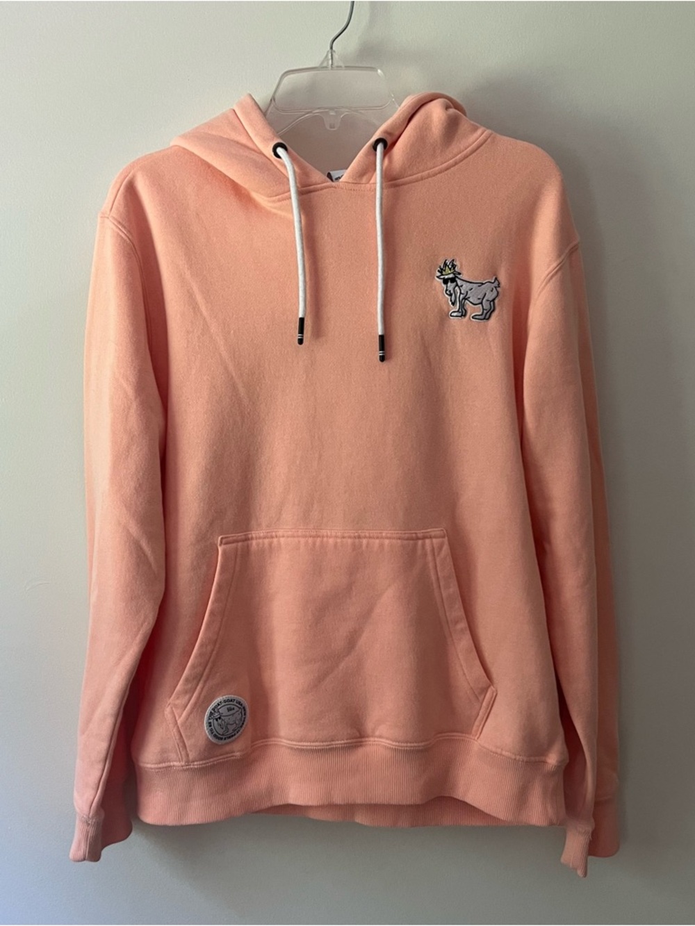 GOAT USA Hoodie Sweatshirt Oversized Small Peach Orange Embroidered Lacrosse